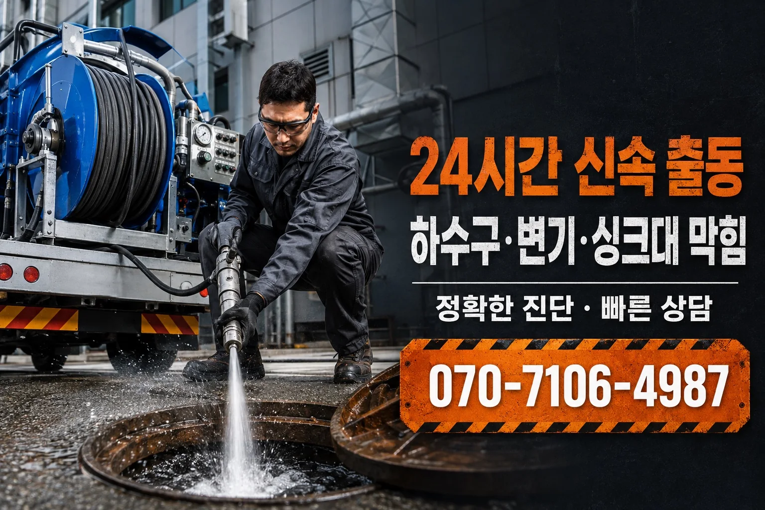 정담배관 산업용 하수구 고압세척 서비스 안내